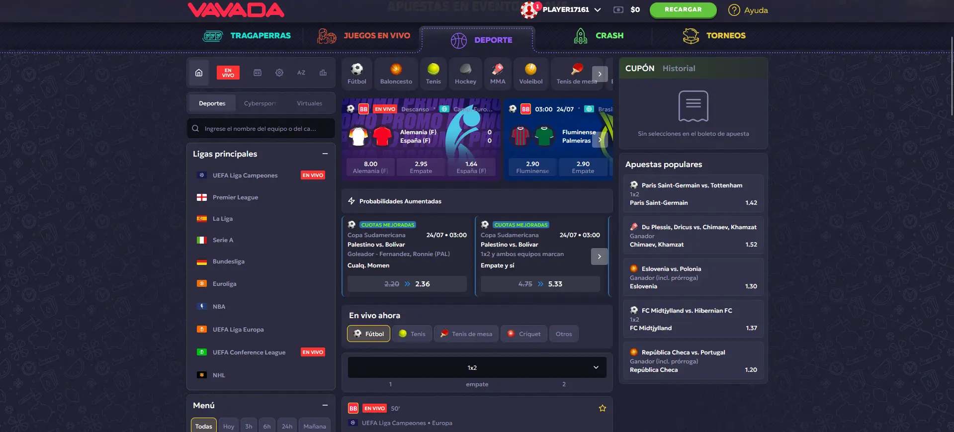 Apuestas Deportivas en VAVADA